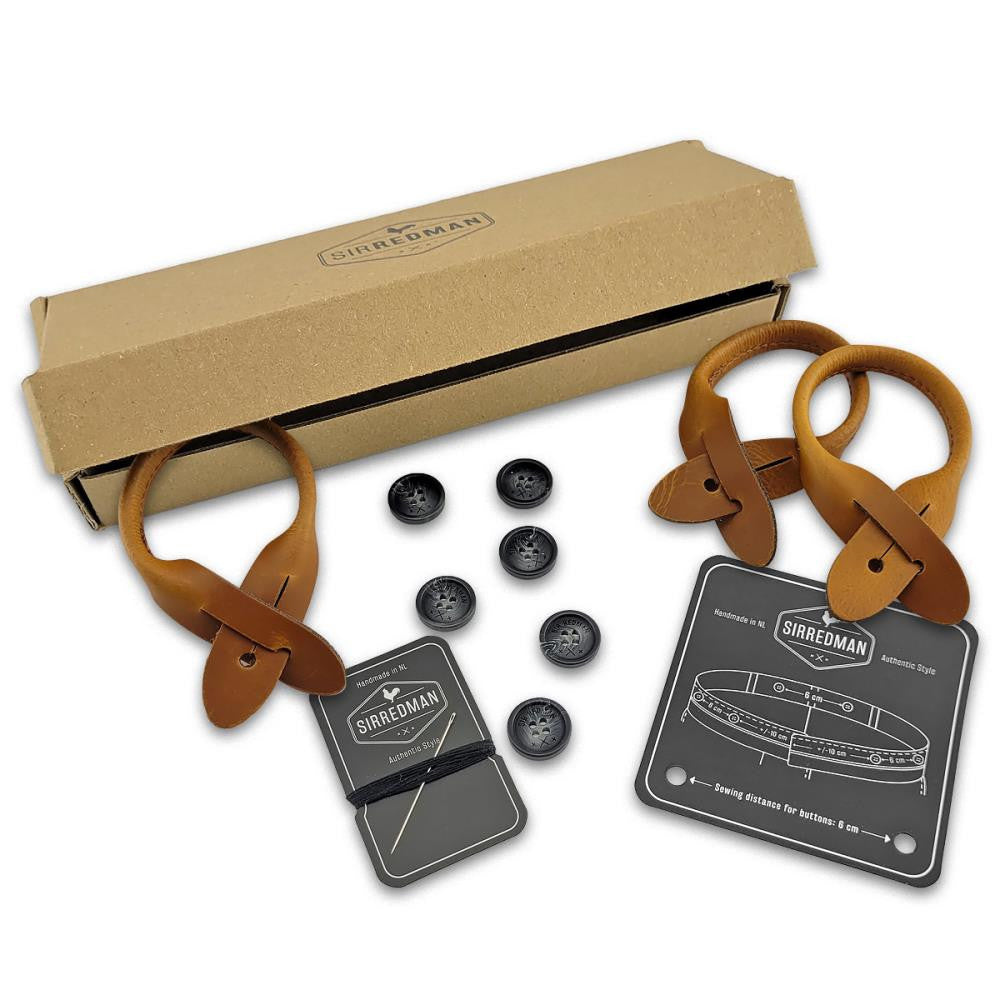 Sir Redman cognac-colored suspenders accessory set