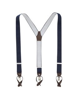 Blau-weiß gepunktete Hosenträger