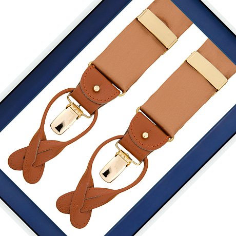Brown satin suspenders