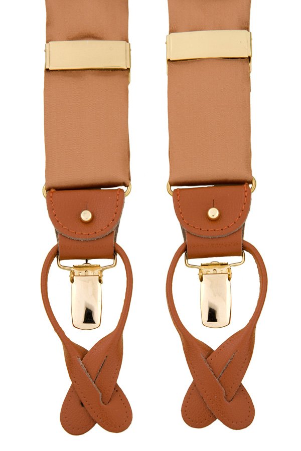 Brown satin suspenders