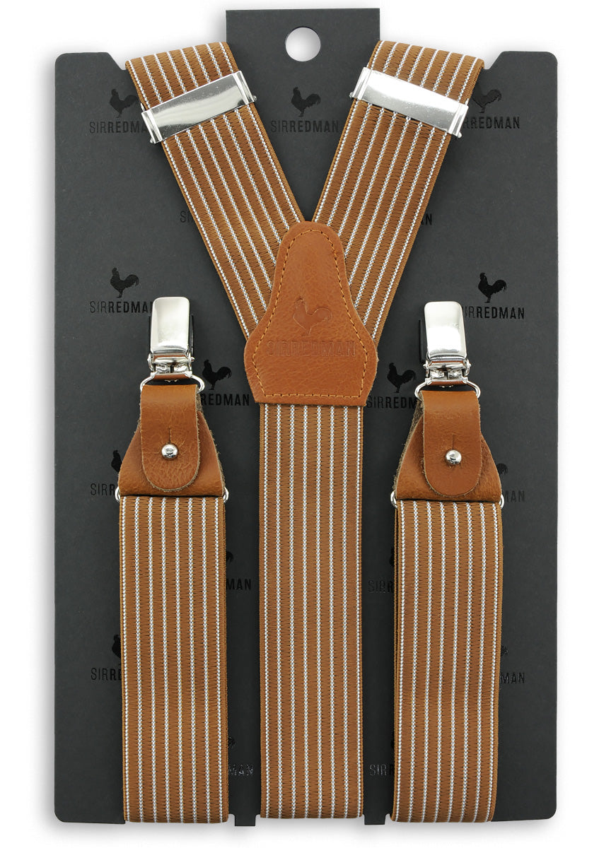 Sir Redman luxurious suspenders Striped Gent Brown