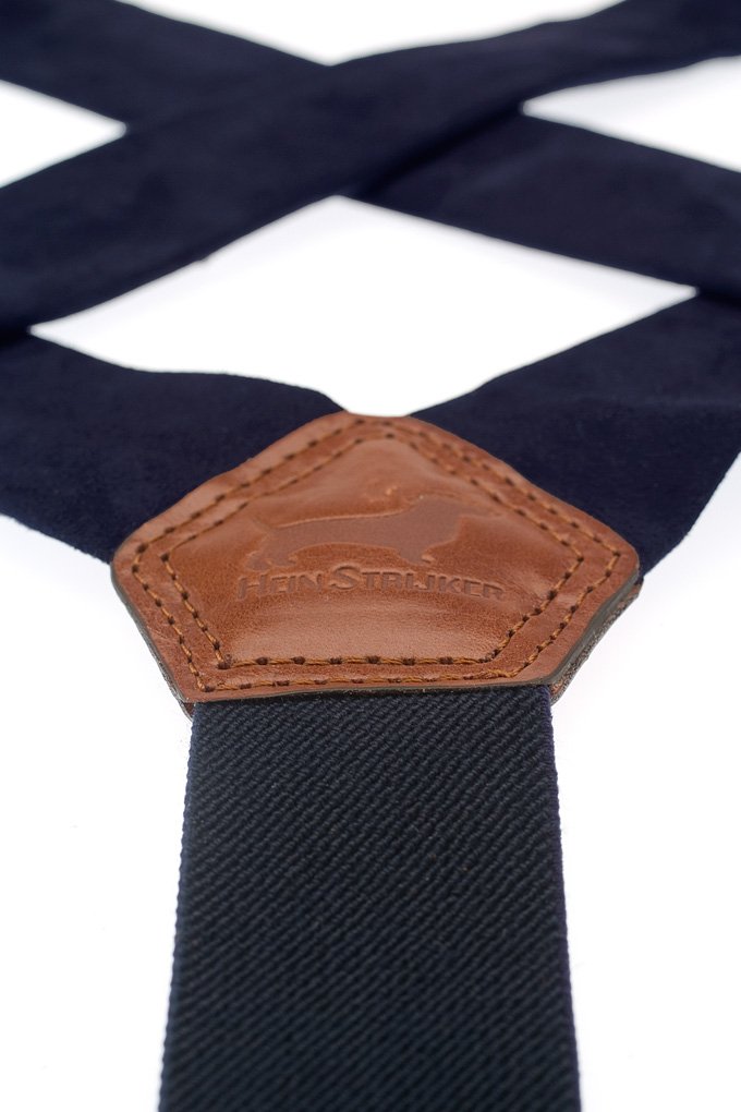 Bretels blauw suede