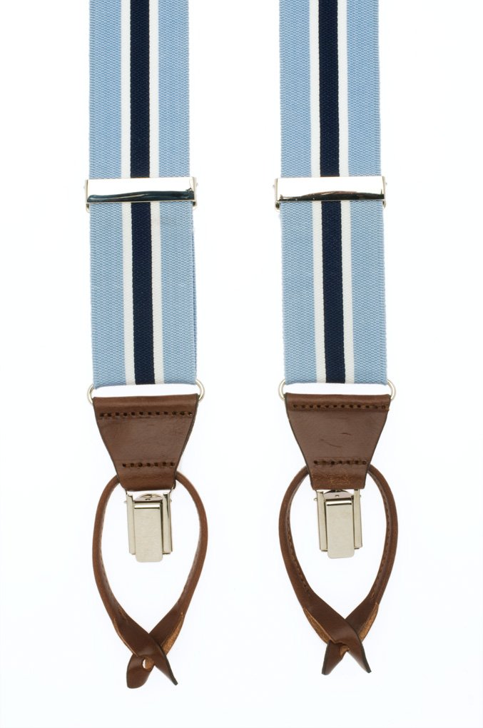 Light blue canvas suspenders
