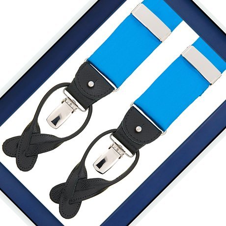 Bright blue satin suspenders