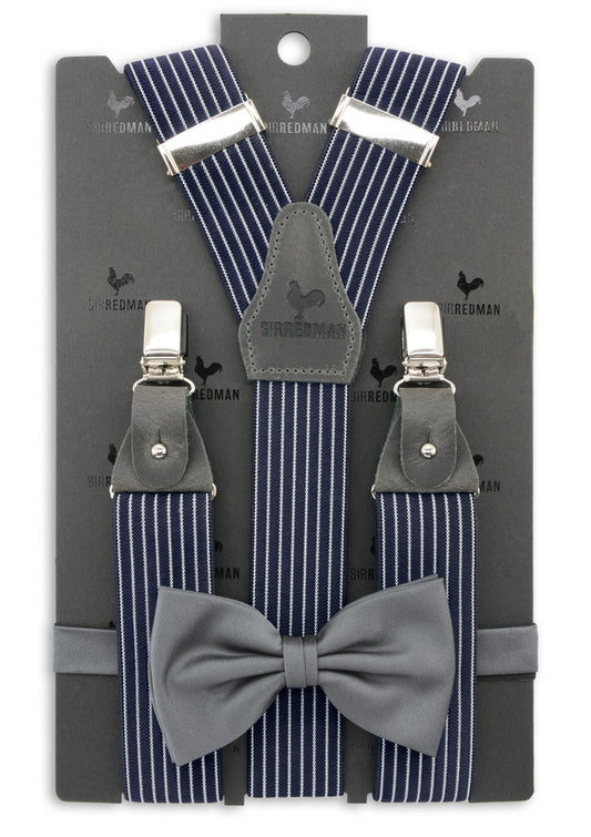 Sir Redman bretels combi pack Striped Gent donkerblauw